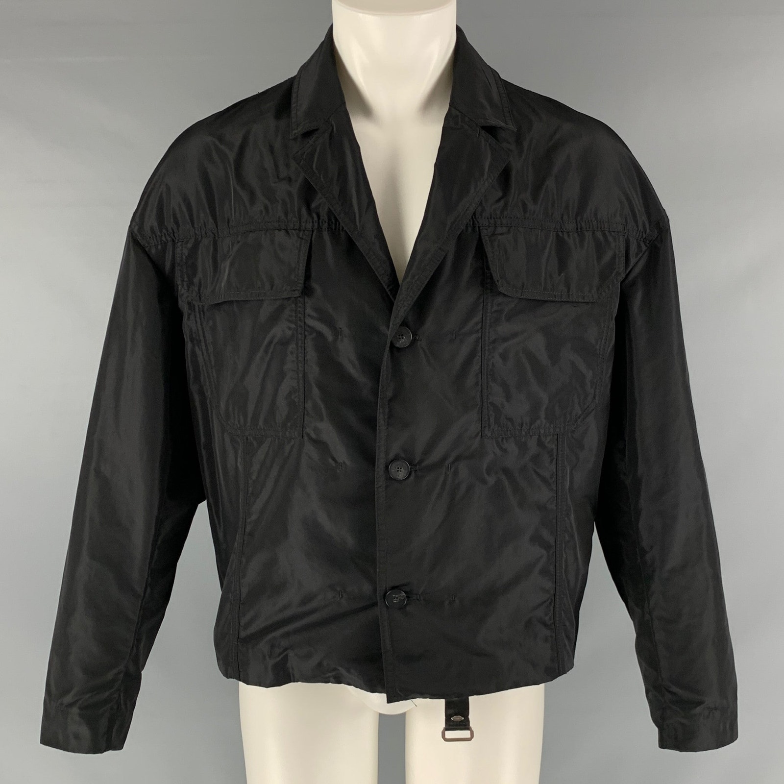 Tom Rebl Size 40 Black Polyester Windbreaker Jacket